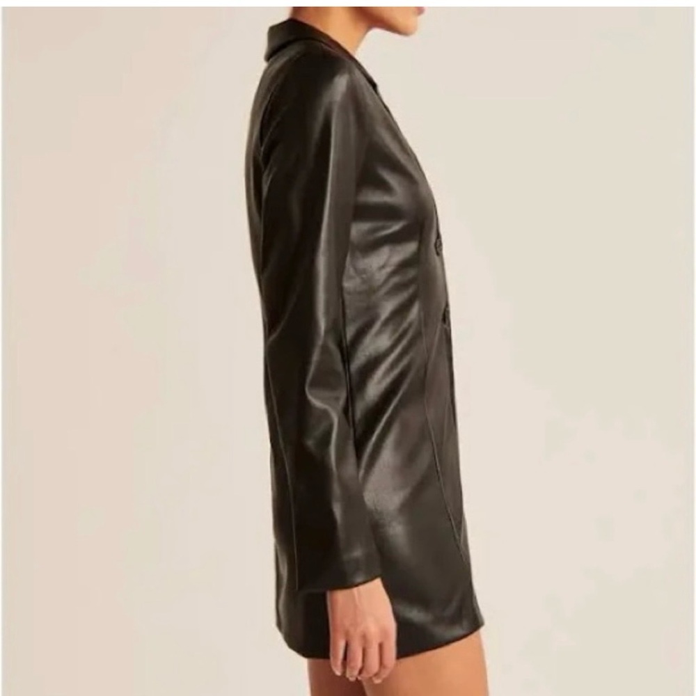 Women's Abercrombie Dark Brown Leather Blazer Coat - Picture 5 of 7